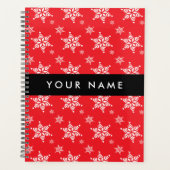 Witte sneeuwvlokken, rood, Jouw naam, personaliser Planner (Voorkant)