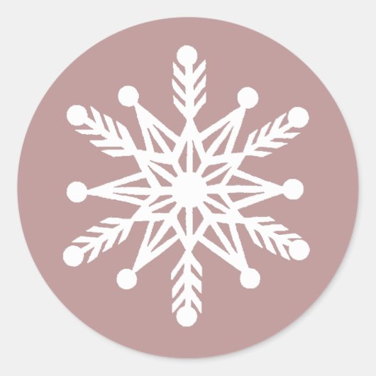 Witte sneeuwvlokken Roos roze Ronde Sticker (Voorkant)