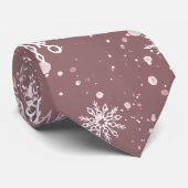 Witte sneeuwvlokken Roos roze Stropdas (Opgerold)