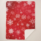 Witte Sneeuwvlokken Ruby Rood Sherpa Deken (Voorkant)