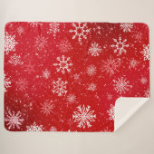 Witte Sneeuwvlokken Ruby Rood Sherpa Deken (Voorkant (horizontaal))