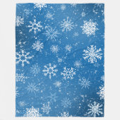 Witte sneeuwvlokken saffier blauw fleece deken (Voorkant)
