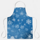 Witte sneeuwvlokken saffier blauw schort (Voorkant)