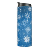 Witte sneeuwvlokken saffier blauw thermosbeker (Geroteerd rechts)