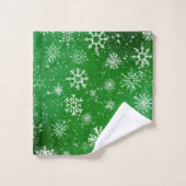 Witte Sneeuwvlokken Smaragdgroen Bad Handdoek (Wasdoekje)