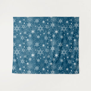 Witte sneeuwvlokken wandkleed