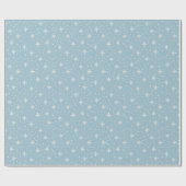 Witte sneeuwvlokkenpatroon moderne lichtblauw cadeaupapier (Vlak)