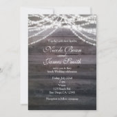 Witte snoerlampjes & houten trouwuitnodigingen kaart (Voorkant)