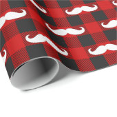 Witte snor Buffalo Plaid zwart en rood Cadeaupapier (Rol Hoek)