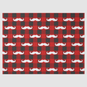Witte snor Buffalo Plaid zwart en rood Tissuepapier
