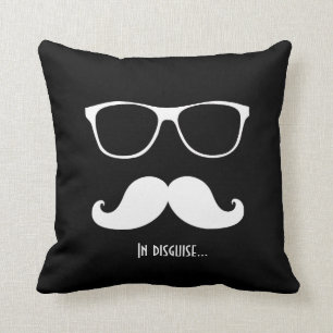Witte snor en zonnebril Disguise Kussen