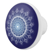 witte Snowflake Mandala Blue Ceramic Knob. Keramische Knop (Rechts)