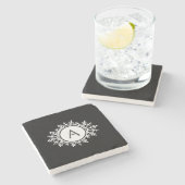  witte Snowflake Monogram op zwart Stenen Onderzetter (Zijkant)