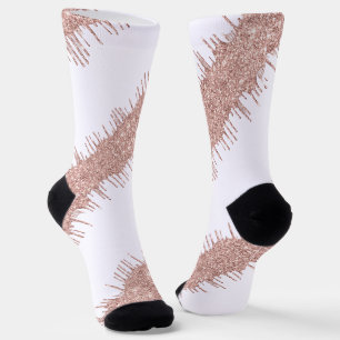 Witte sokken met roze gouden glittersprenkels
