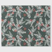 Witte spar takken- Kerstdecoratie Cadeaupapier (Vlak)