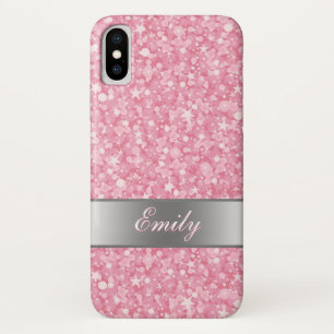 Witte Sparen en Roze Glitter iPhone X Hoesje