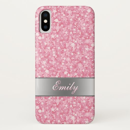 Witte Sparen en Roze Glitter Case-Mate iPhone Case (Achterkant)