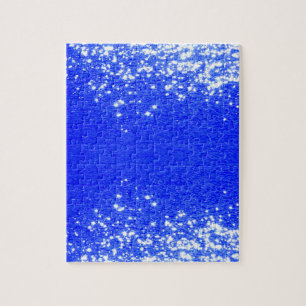 Witte Sparkles en blauwe achtergrond Legpuzzel