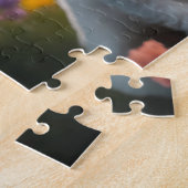 Witte Speelgoed Poedel Puppy in Bloemrijk Gebied Legpuzzel (Zijkant)