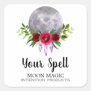 Witte Spell Jar Stickers met Crystal Moon