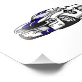 Witte spierauto cartoon - Kies achtergrondkleur Foto Afdruk (Hoek)