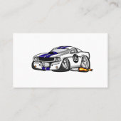 Witte spierauto cartoon - Kies achtergrondkleur Visitekaartje (Achterkant)