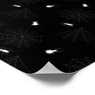 Witte Spinnen Spinnenweb Zwart Halloween Patroon Poster
