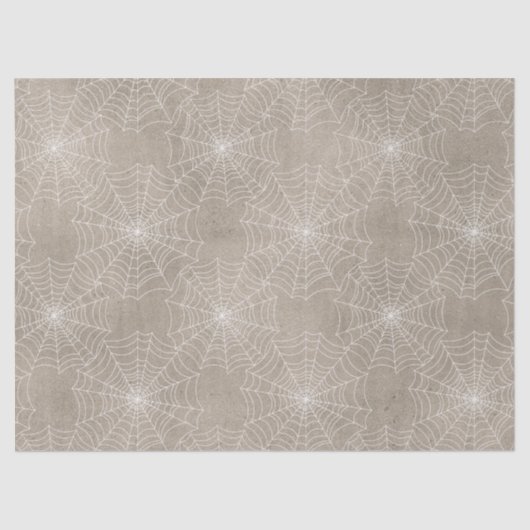 Witte spinnenwebs op Tan-decoupage Tissuepapier (Voorkant)