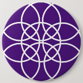 Witte spiraalvormige cirkels op Paarse Ronde Button 6,0 Cm (Voorkant)