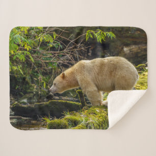 Witte Spirit Bear Sherpa Deken