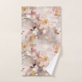 Witte Splashy Abstract Flowers Neutral Tones Bad Handdoek (Handdoek)