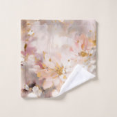 Witte Splashy Abstract Flowers Neutral Tones Bad Handdoek (Wasdoekje)