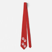 Witte Sport Mascotte Paw Prints op Maroon Stropdas (Voorkant)