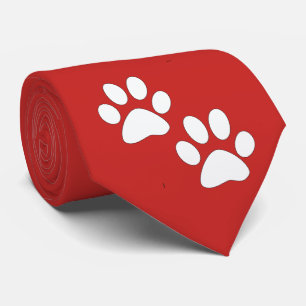 Witte Sport Mascotte Paw Prints op Maroon Stropdas