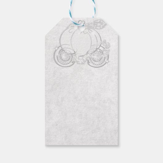 Witte sprankelende Assepoester Carriage Party Favo Cadeaulabel (Achterkant)