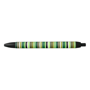 Witte staafjes met fijne groene streep zwarte inkt pen