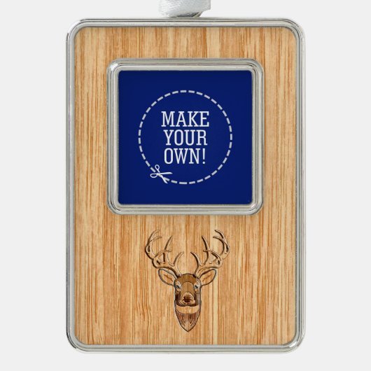 Witte staartenkop Hout Verzilverd Kader Ornament (Voorkant)