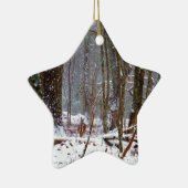 witte staartherten in de sneeuw keramisch ornament (Rechts)