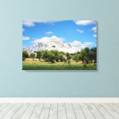 Witte stad Ostuni met olijfbomen, Puglia canvas Afdruk (Insitu (Houten vloer))