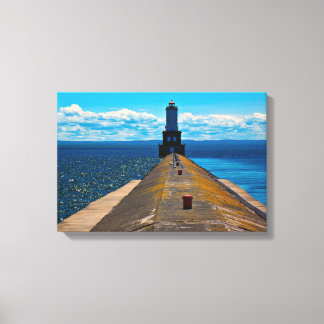 Witte Stad Vuurtoren Canvas Afdruk