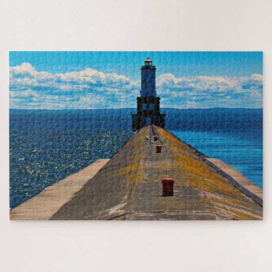Witte Stad Vuurtoren Legpuzzel (Horizontaal)
