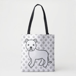 Witte Staffordshire Bull Terrier Schattige Cartoon Draagtas