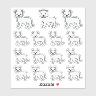 Witte Staffordshire Bull Terrier Schattige Cartoon Sticker