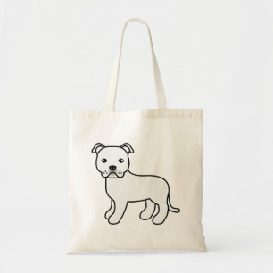 Witte Staffordshire Bull Terrier Schattige Cartoon Tote Bag