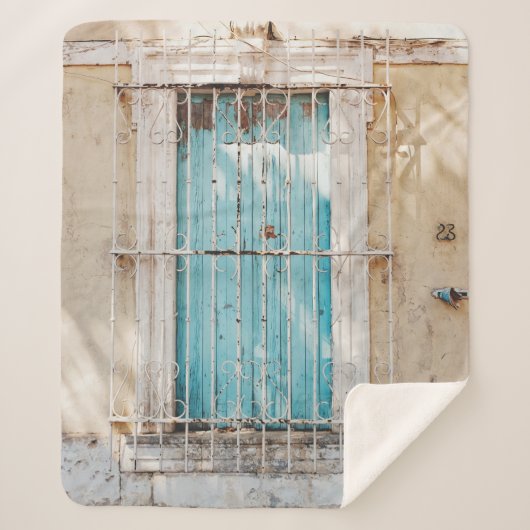 Witte stalen raster sherpa deken (Voorkant)