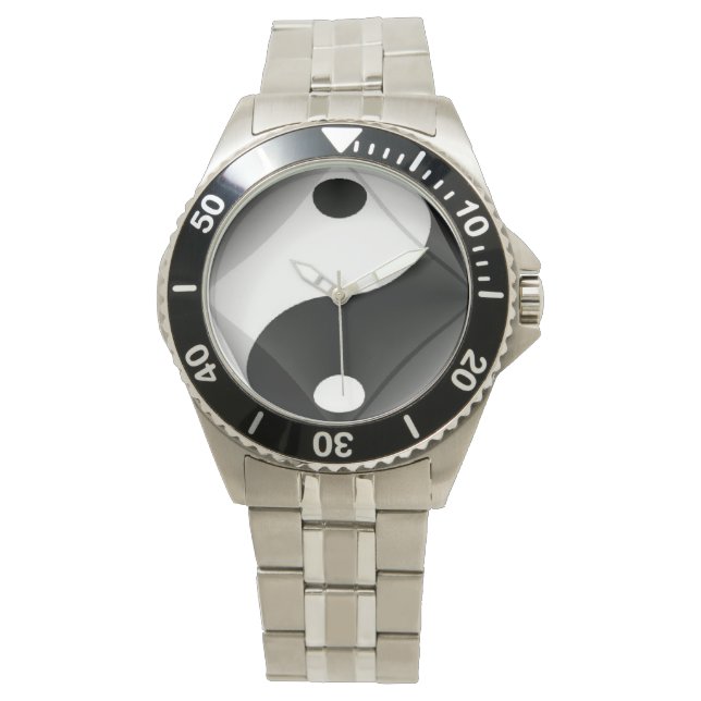 Witte Stalen Yin Yang Horloge van N.A. (Voorkant)