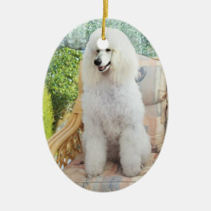 Witte Standaardpoedel Keramisch Ornament