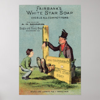 Witte Star Soap Ad w Seller van Fairbank Poster