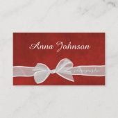Witte steile boog op rood visitekaartje (Voorkant)