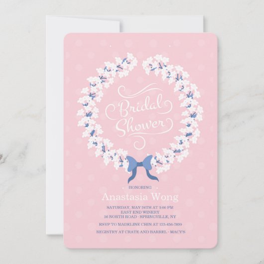 Witte Stephanotis Krans Bruids Douche Uitnodiging (Voorkant)